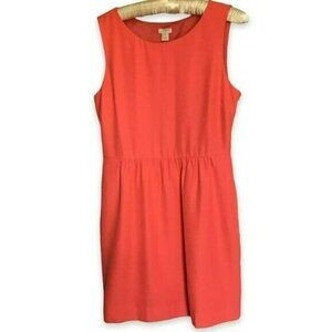 J. Crew Sheath Dress Fully Lined Sleeveless Coral Orange Women's Size 8 Pockets